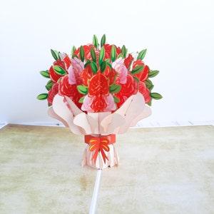 Rose bouquet pop up card, Rose flower 3D greeting card, Birthday card for her or him- Valentine - Anniversary- Thank you- Mother's day