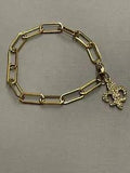 Gold Link Fleur De Lis Bracelet Lily Flower Jewelry Gift NEW