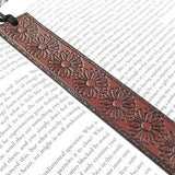 Sunflower Leather Bookmark, Tooled Leather Book Mark, Floral Page Marker, Nature inspired Bookmark for Her, Mom, Sister Friend in 4 Colors