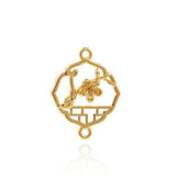 18K Gold Filled Flower Connector, Flower Charm, Plant Connector, Plum Flower Connector, Hand Link Head, DIY Necklace Accessories, 17x13x3mm
