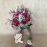 Red Rose Bridal Bouquet, Rose Bridal Bouquet, Rustic Boho Flower Bouquet, With Rose Design, Real Looking Velvet Rose, Chipso, Red Rose
