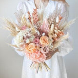 Pink & Peach Everlasting Wedding Bouquet / Preserved Rose Flower Bouquet / Pastel Dried Bridal Arrangement