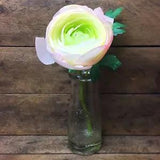 White Blush Ranunculus Faux Flower in Milk Jug Vase