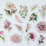 Gold Rose Flower Sticker Set, Pink Flower Stickers, Romantic Floral Stickers, Blush Rose Bouquet Stickers, Hippie Boho Floral Stickers