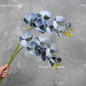 7 Large Heads Orchid | Artificial Flower | Centerpieces | DIY Floral | Wedding/Occasion/Home Decoration | Gifts - Gradual Blue