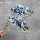 7 Large Heads Orchid | Artificial Flower | Centerpieces | DIY Floral | Wedding/Occasion/Home Decoration | Gifts - Gradual Blue