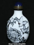 Qianlong Dynasty Marked Coloured Glaze Magpie Peony Flower Snuff Bottle Vintage
