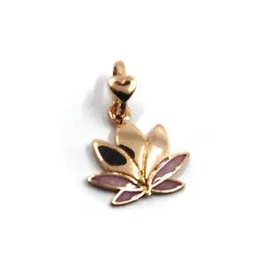 9K ROSE GOLD SMALL 12mm WATER LILY FLOWER DODO MARIANI ENAMEL PENDANT ITALY MADE