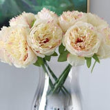 Champagne Silk Peony Bouquet Quality Wedding Flowers 5 Heads Artificial Peonies Bouquet For Bridal Bridesmaids DIY Centerpieces CJ-5T
