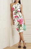 NWT Dolce&Gabbana One-Shoulder Floral Carnation Print MIDI Dress, 46, 10
