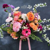 Realistic dahlia bouquet, real touch rose arrange,  whimsical spring flower branch, fake ranunculus bridal bouquet, vibrant flower bouquet