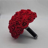 Red And black Bridal Bouquet Made With Real Touch Roses,Red Bridal Bouquet, Bridesmaid Bouquet,Toss Bouquet,Matching Boutonnieres & Corsages