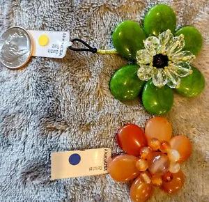 2 genuine quartzites carnation flower pendants ready to wear clasp 2.5 "x2.5"