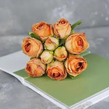 10 Stems Dried Look Rose Bouquet - Orange | Artificial Flower | Home Decoration