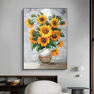 Sunflower painting  sunflower Art  Sunflower Wall Painting  Flower Oil Painting  Sunflower Canvas
