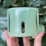 Mini Aqua Seafoam Frosted Mint Glazed Ceramic Orchid Planter Pot with Holes