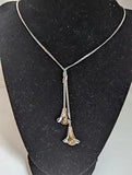 VTG 1978 Avon Calla Lily Silver & Gold Tone 21" Necklace Lariat/Bolo-Style