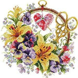 JOY SUNDAY COUNTED CROSS STITCH KIT "FLOWER BASKEY - LILY"  NIP