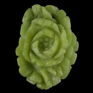 BG13710# Hand Carved Cameo Peony  Flower Green Aventurine Pendant Bead Gemstone