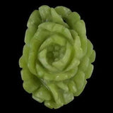 BG13710# Hand Carved Cameo Peony  Flower Green Aventurine Pendant Bead Gemstone