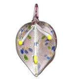 P2069 Purple Silver-Foil & Sparkle 57mm Lily Flower Lampwork Glass Pendant