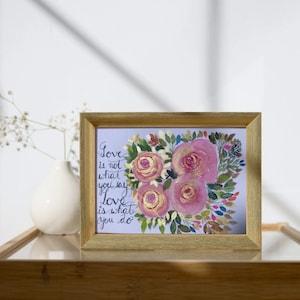 Valentine Roses Bouquet, Original watercolour handpainted