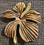 Vintage Estate 2??? Pin Brooch Tropical Flower Rust Orange Lily Rhinestone