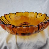Amber MCM Hollywood Regency Beautiful Vintage Sunflower Glass Bowl. I catches such an awesome light. Bright and Warm.