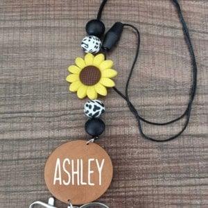 Personalized sunflower Lanyards|Teacher Lanyards|ID Badge Lanyards|Silicone beaded|Graduation gift.