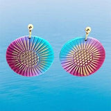 Large sunflower polymer clay earrings