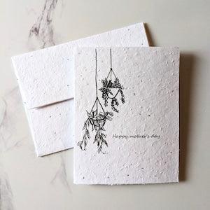 Mother's day card, hanging plants on seed paper or watercolor white paper, happy mother's day
