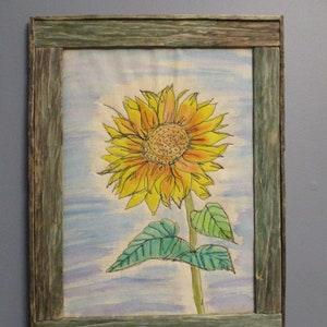 Sunflower hanging, Thread Sketched Art