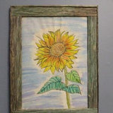 Sunflower hanging, Thread Sketched Art