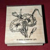 STAMPIN UP FLOWERS OF GRATITUDE CARNATION WOOD MOUNTED RUBBER STAMP FLORAL EUC