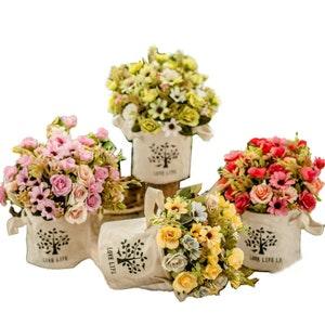 33cm 4 Branch Rose For Home Decoration Plastic Artificial Flowers Wedding Decoration Engagement Birthday Party Decorative