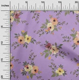 oneOone Cotton Poplin Fabric Watercolor Leaves & Peony Floral Print-Iw6