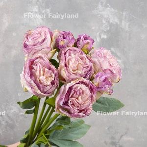 32" 8 Stems Dried Look Peony Bouquet | High Quality Artificial Flowers | DIY Floral | Wedding/Home Decoration | Gifts - Light Purple