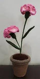 Carnation Pink Flower Handmade Crochet Amigurumi Plant Pot Knitting Deco Gift