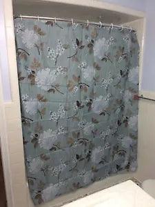 Blue Flower Floral Peony Bath Shower Curtain Bathroom Decor