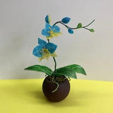 Blue and yellow Artificial Orchid plant French beaded flower