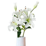 2Pcs Large White Lily Artificial Flowers, 34" Long Stem Real 2pcs Lily White