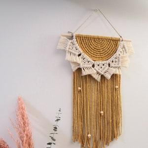 Macrame Wall Hanging / Daisy Sunflower / Boho Home Decor / Bohemian Style / Baby Nursery / Mustard Yellow / Neutral - The MONTE