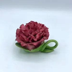 Vintage Small Porcelain Carnation Flower Trinket Box Handmade Delicate