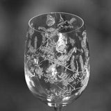 FLOWER GARDEN GLASS |  35cl Wine Glass with Country Flower Garden & Butterfly Frieze Design