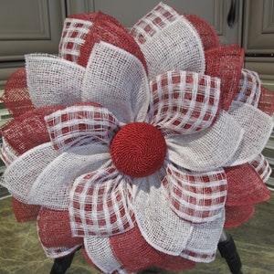 Flower wreath, Poly burlap flower, All year round wreath, Ready to ship