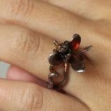 Exotic Orchid ring in purple red colored silver, Orchid flower, lightweight ring, botanical ring unique