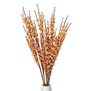 5Pcs 75CM Long Artificial Flower Winter Jasmine Folk Pip Berry Plant Dry Orange