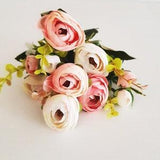 1 Dusty Pink and White Ranunculus Mini Bouquet, Silk Heads, Buttercup, Artificial Silk Flowers, Flower Supplies Fabric Mini Flowers