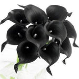 FiveSeasonStuff 10 Stems Real Touch (Black) Calla Lilies Artificial Flower Bouquet, Wedding, Bridal, Party, Home D¡§?cor DIY