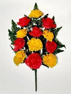 Memorial 20" Spray Fuchsia Rose Yellow Carnation Outdoor Flower Cemetery US #184